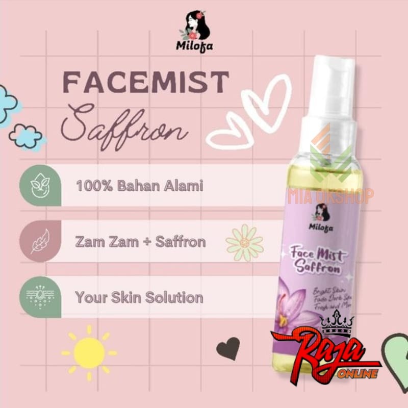 FS100 -Face Mist saffron MILOFA 100ml Toner Wajah face Mist Spray BPOM
