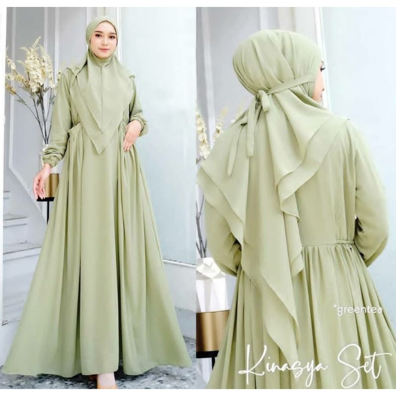 Gamis Muslim Cerutybabydoll Terbaru/Kinasya Syari Plus Kerudung/Baju Gamis Muslim Terlaris/Gamis Sya