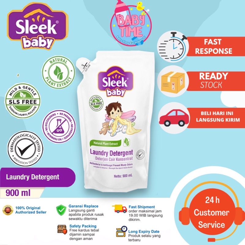 Sleek baby laundry detergent 900ml refill 900 ml sleek sabun cuci baju cair isi ulang laundri