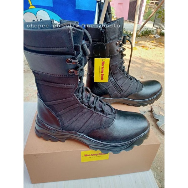 Sepatu PDL Ninja Titans TNI AD Full kulit Sapi Asli  by Wor Army Boots