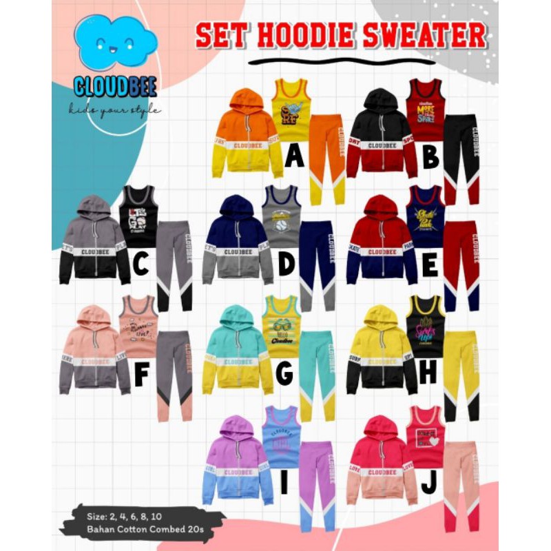 Set Hoodie Sweater Cloudbee 3in1