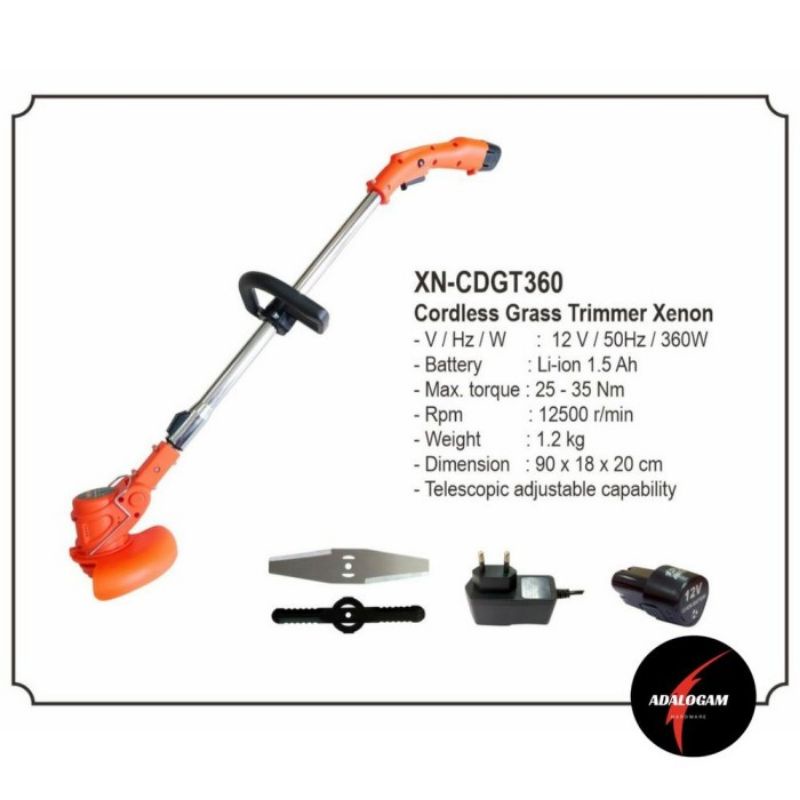 Mesin Potong Rumput Xenon Baterai Cordless Bonus 2 Baterai