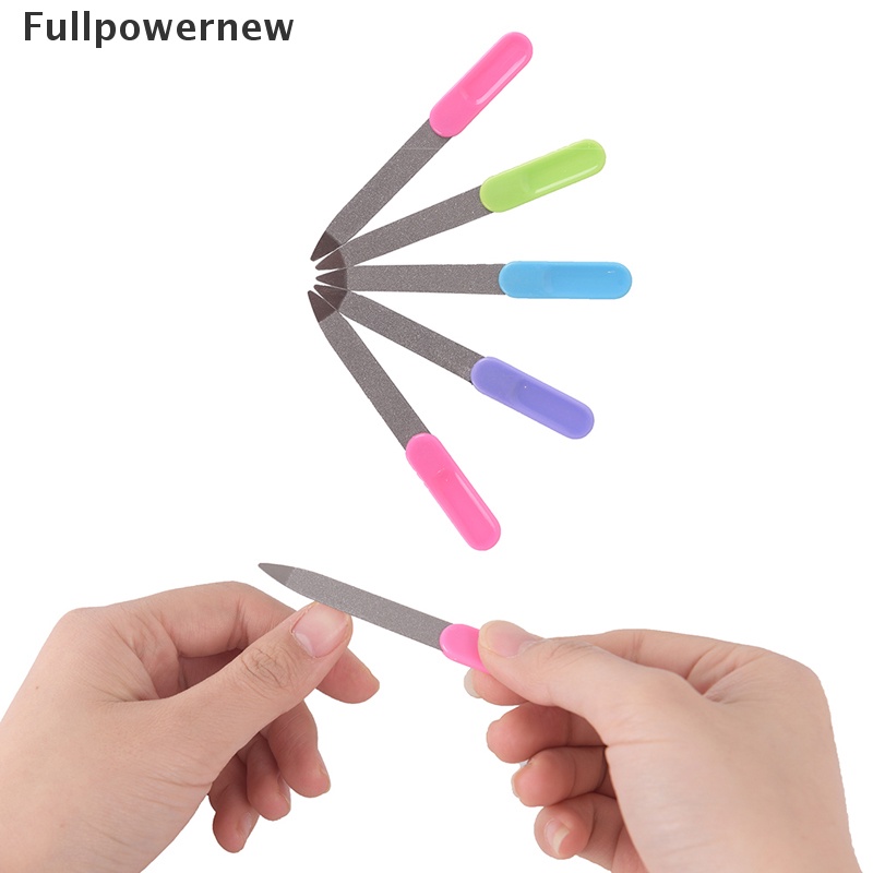 (FULL) 5pcs Kikir Kuku Dua Sisi Bahan Metal Gagang Plastik Untuk Manicure / Pedicure