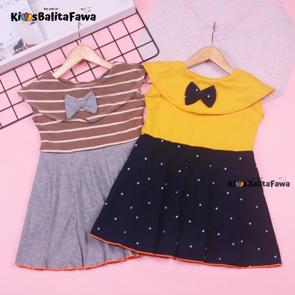 Dress Tiara uk 2-3 Tahun / Baju Dres Motif Anak Perempuan Murah Pakaian Harian Cewek Import