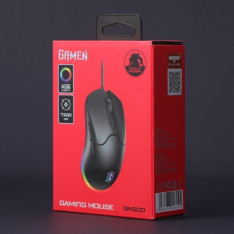 (GAMEN G200) Mouse GAMING RHM LIGHT Macro Wired 7200 DPI Mouse Komputer/ Laptop