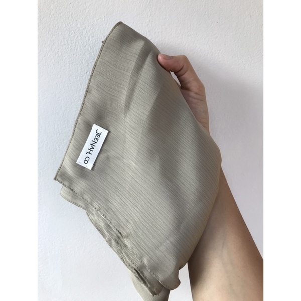 Pashmina Premium Satin Silk Malaysia Textured Crinkle (JAHIT TEPI KECIL SUPER RAPI)-Greentea