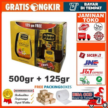 

Madu paket Al shifa 500gr free 125gr asli original impor arab