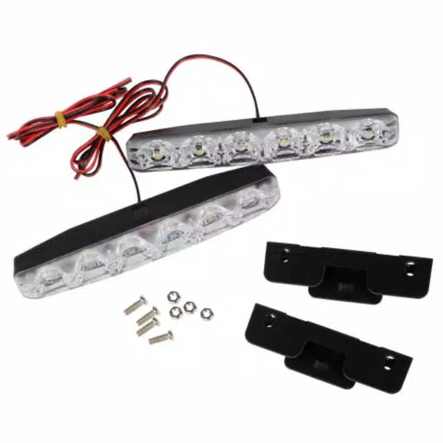 Lampu DRL Mobil Led Putih 6 Mata Waterproof 2Pcs Sepasang