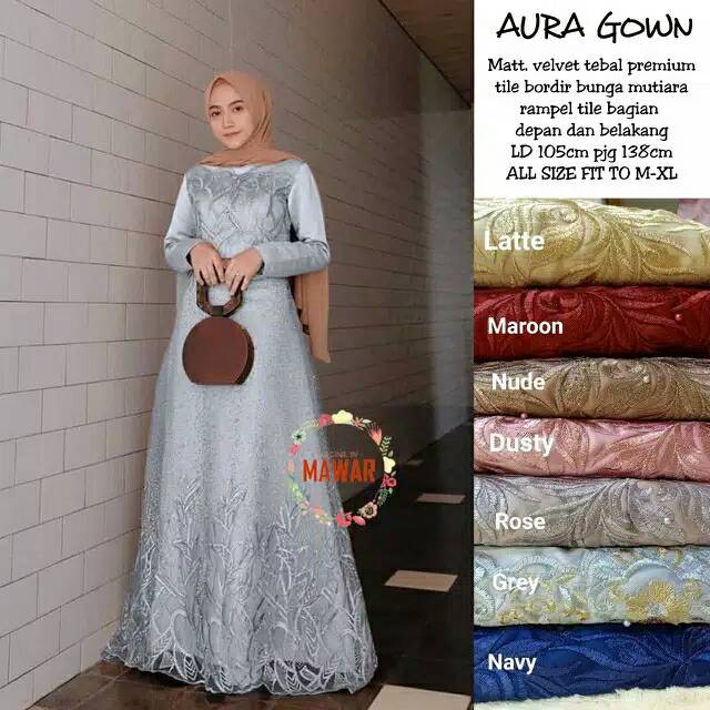 Muslim Terbaru/Longdress Brukat//Lila Syar'i Wanita Muslimah Terbaru 2021 Terlaris Termurah Bahan Be