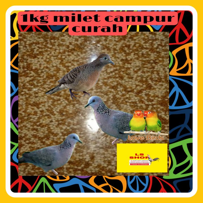 1kg milet campur curah pakan burung perkutut lovebird kenari millet putih merah juwaut asli ori impor