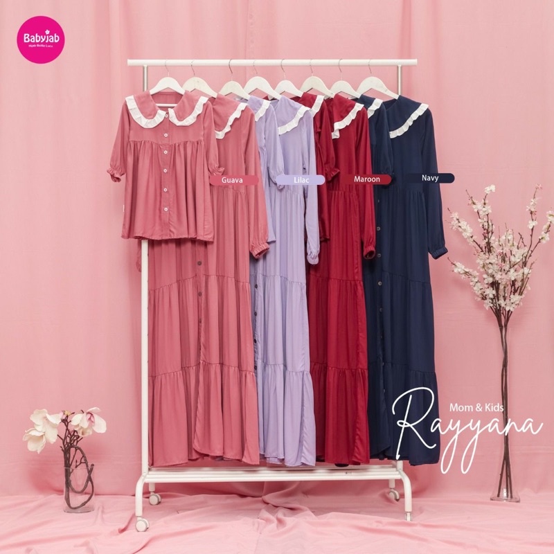 Babyjab Set Couple Rayyana Mom And Kids - Baby Jab Gamis Tunik Setelan Hijab Ibu Anak Perempuan Lucu Usia 0 1 2 3 4 5 6 Tahun