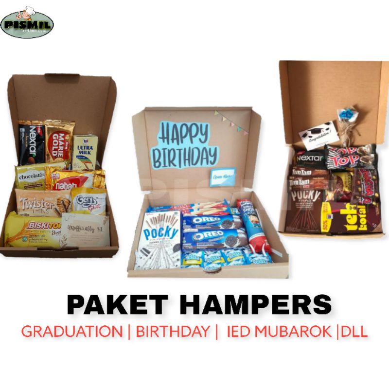 

[BACA DESKRIPSI] Hampers snack ulang tahun | Hampers Lebaran | Hampers graduation | Dll