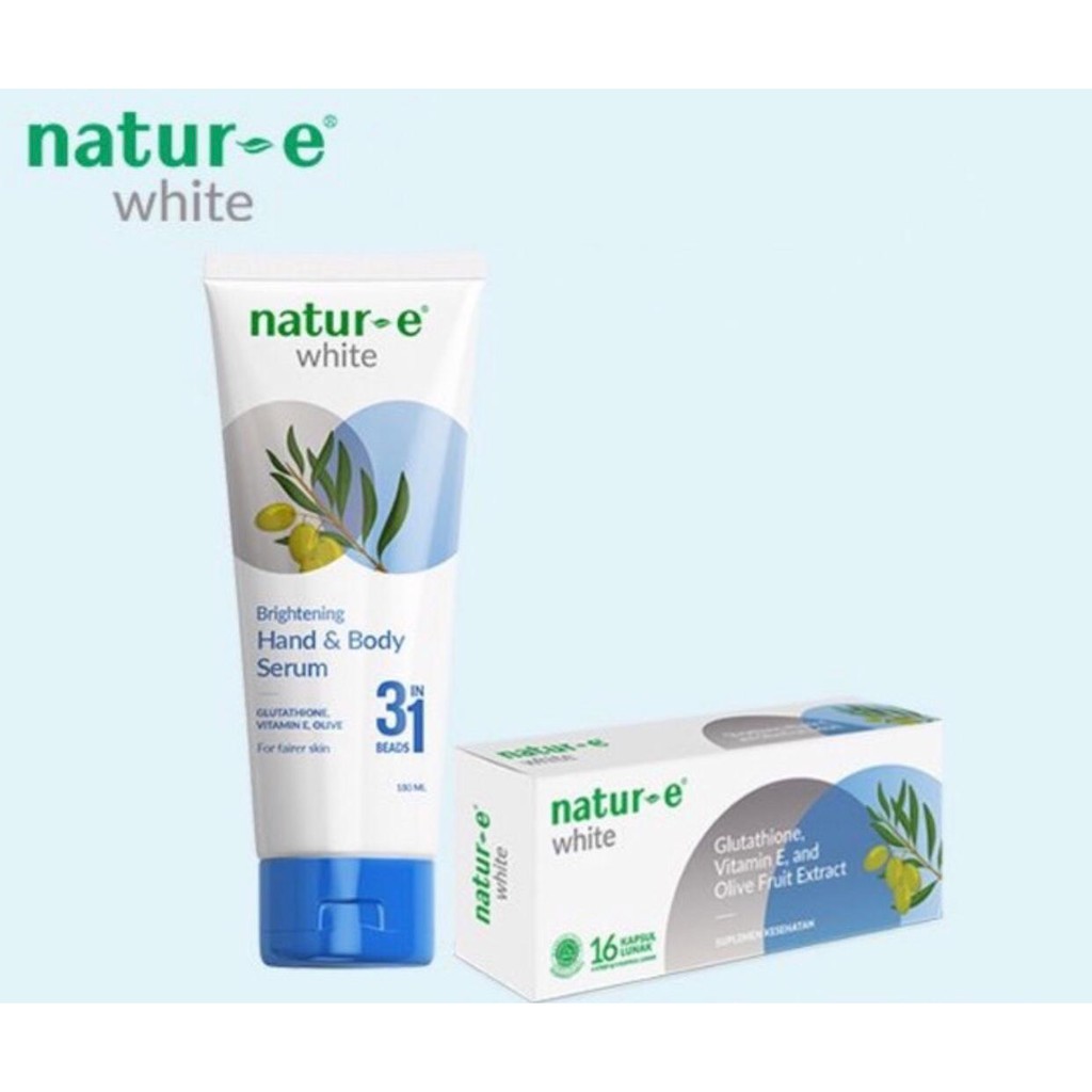 Natur E White Series perawatan tubuh isi 2 item (kapsul 16 dan hand body serum)