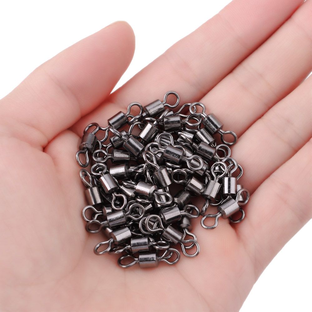 Wonderful 100pcs / Lot Kili-Kili Pancing Rolling Swivel Kuat Tahan Lama Multi Ukuran