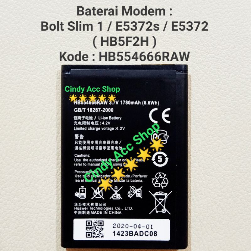 Baterai Modem Bolt Slim 1 E5372 E5372s HB5F2H HB554666RAW Original Batre Battery