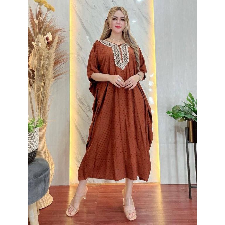 Kaftan Jumbo Polka Ld 150| Daster Renda Jumbo | Baju Wanita