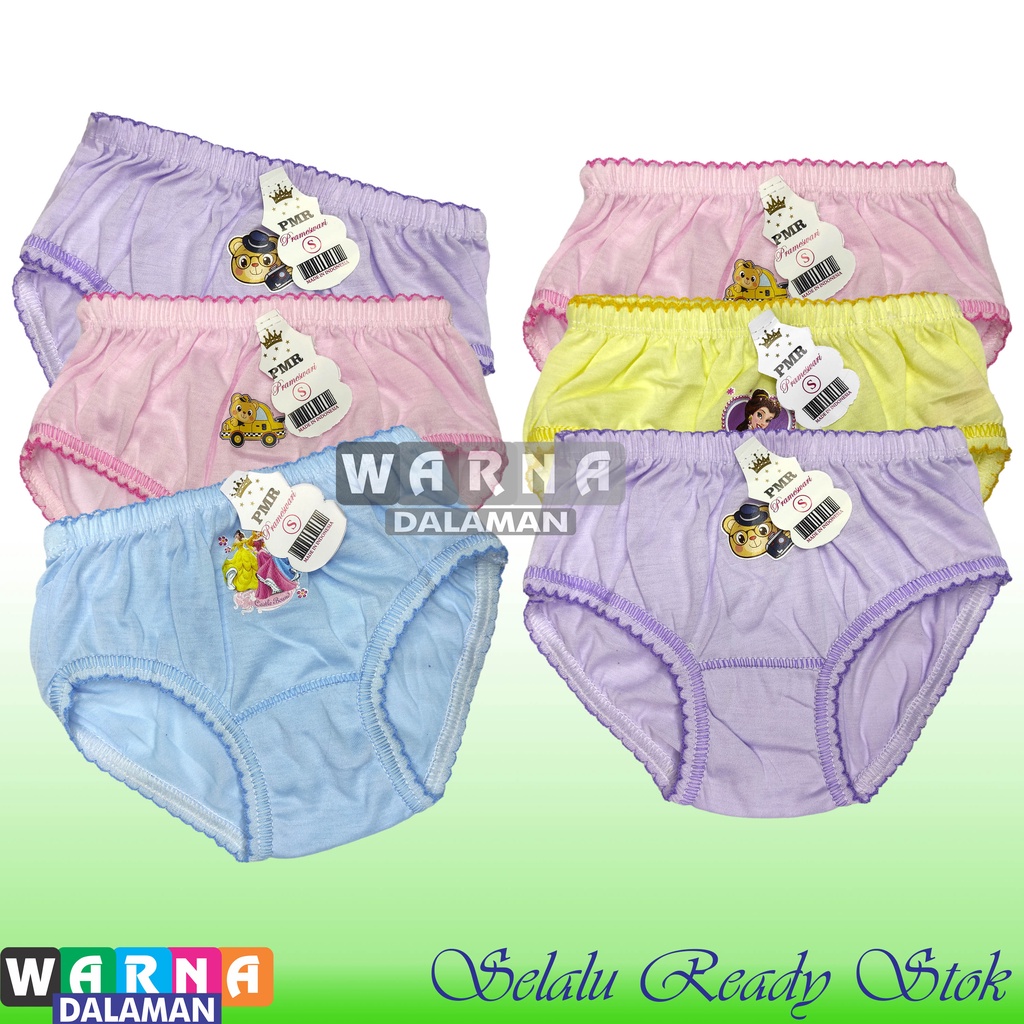 6 Pcs Celana Dalam Anak Perempuan Usia 1-9 Tahun CD Anak Cewek Kancut Polos Multiwarna | WARNA DALAMAN