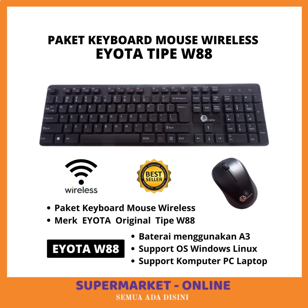 TERMURAH Paket Keyboard Keybord Mouse Wireless Wireles Combo Komputer PC Laptop Murah Tanpa Kabel Si