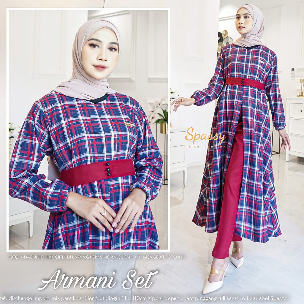 Armani Tunik set Pants Katun mix Linen Original Spassy