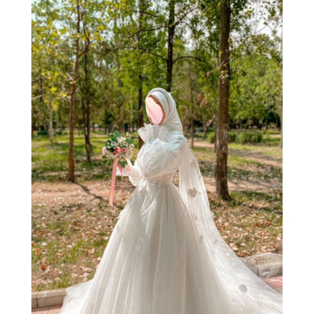 gaun pengantin syari turki (gaun, jilbab, cadar, veil)