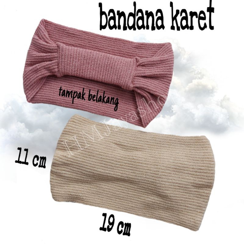 Bandana Rajut Karet Salur Premium Inner Bandana Zig Zag Two In One