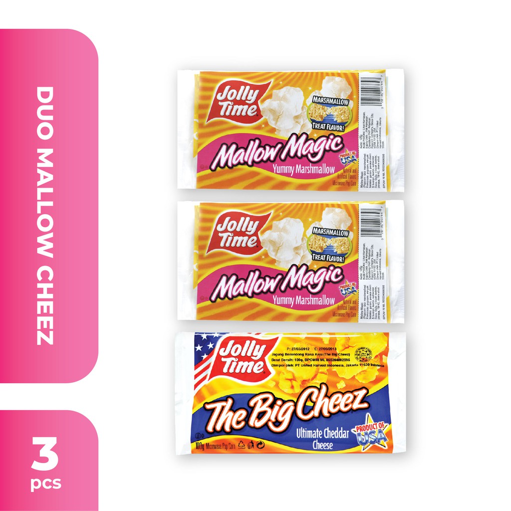 

Jolly Time - Paket Duo Mallow Cheez (2MM, 1TBC) - Mircowave Popcorn