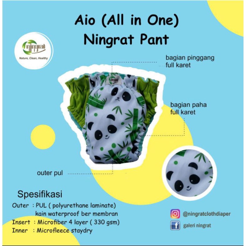 Clodi Ningrat aio Pant Reguler Popok bayi popok kain modern cuci ulang pempes kain celana baby recom