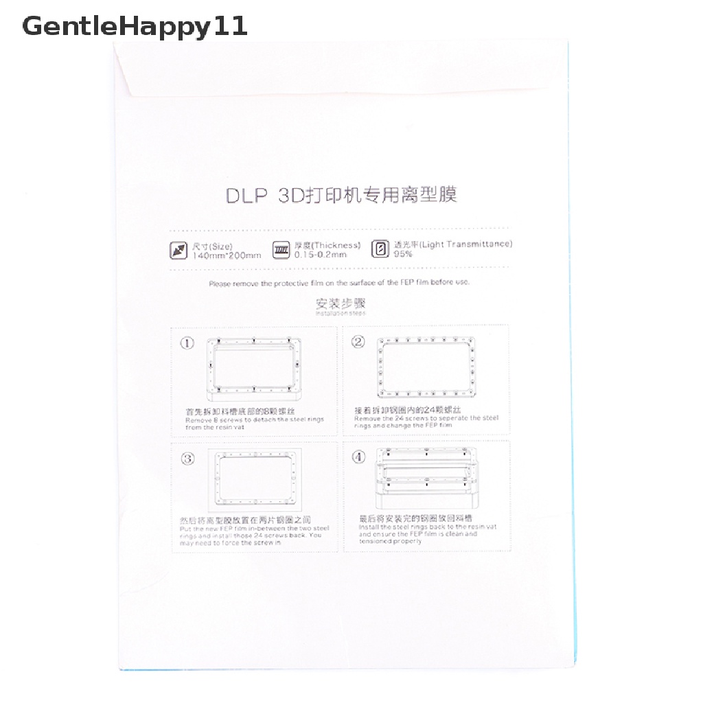 Gentlehappy 2PCS FEP Film Untuk Photon Mono X Resin 3D printer SLA/LCD FEP Lembaran