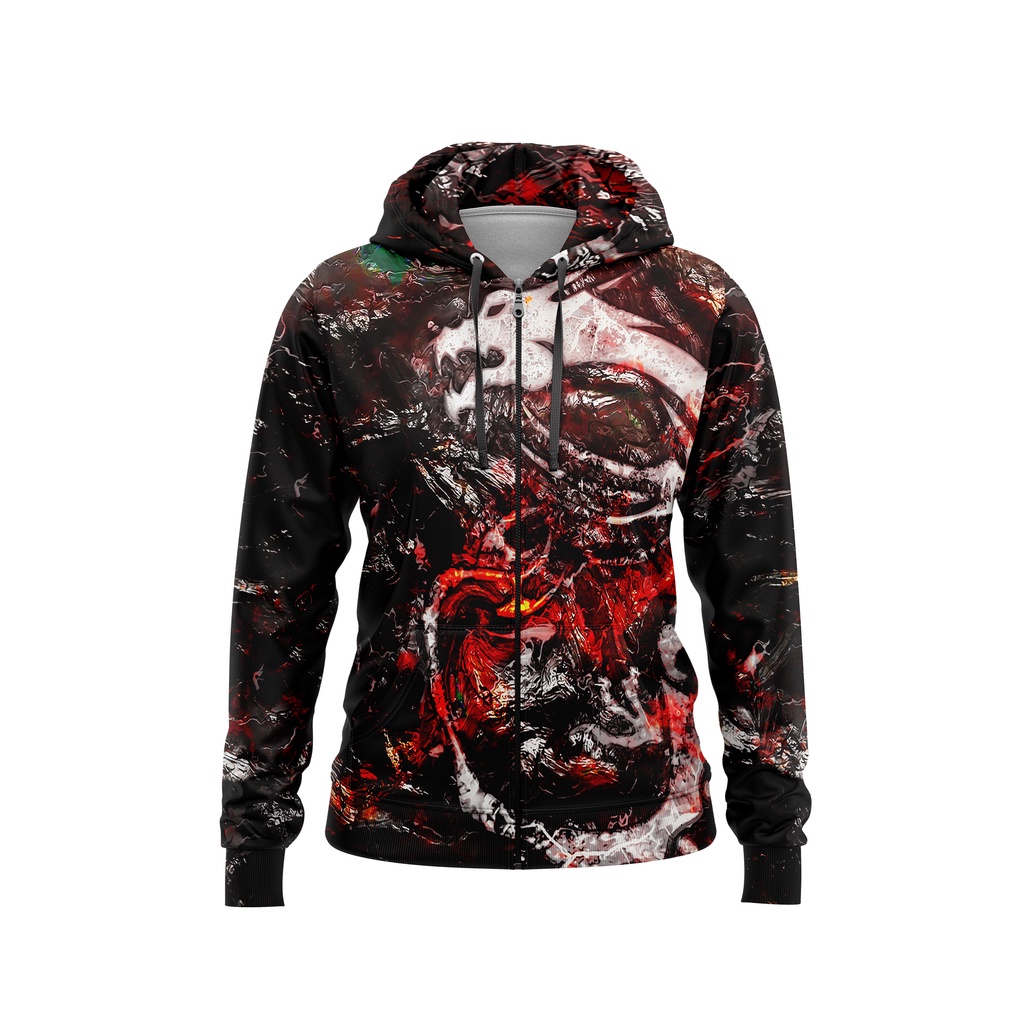 Jaket Hoodie Wanita The Most Powerfull Japanese Lava Dragon Full Printing Custom