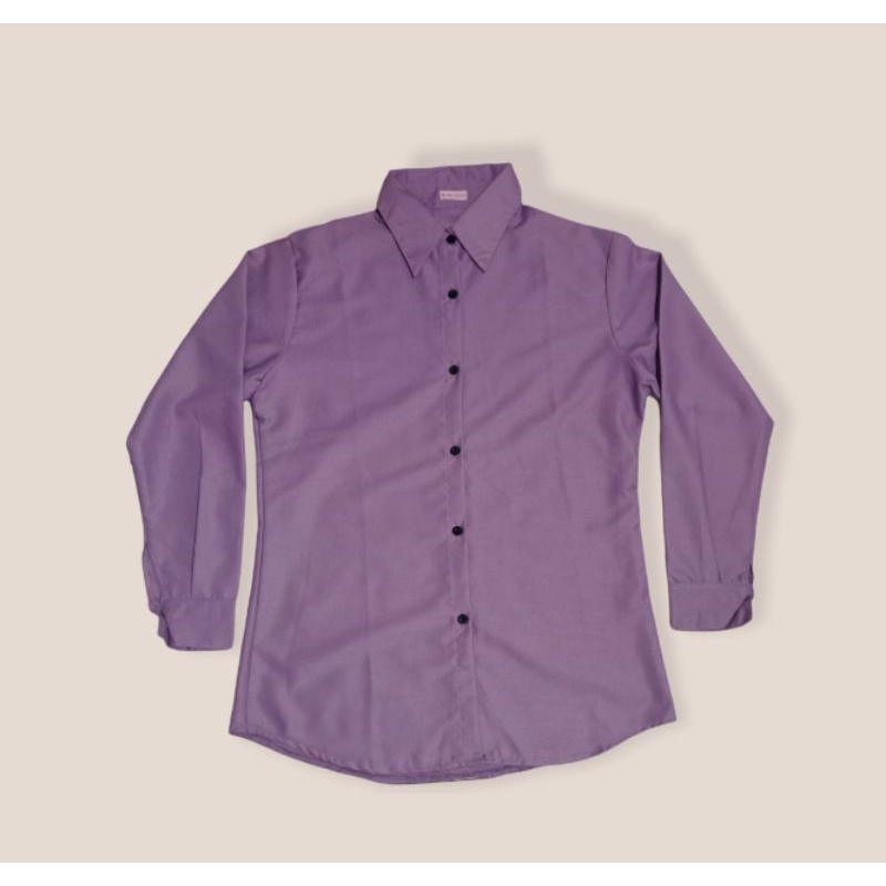Kemeja Basic Toyobo Wanita Polos Lengan Panjang Model Terbaru  kekinian-Lilac
