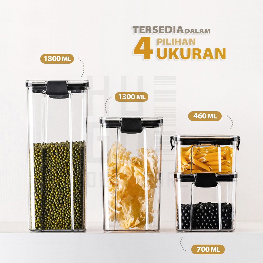 HUGO Toples Kedap Udara Bening Kotak Tempat Penyimpanan Makanan Food Storage