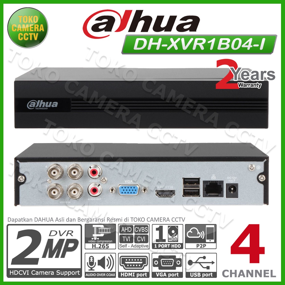 DVR DAHUA 4 CHANNEL DH-XVR1B04-I WIZ SENSE DVR 4CH 2MP 1080p