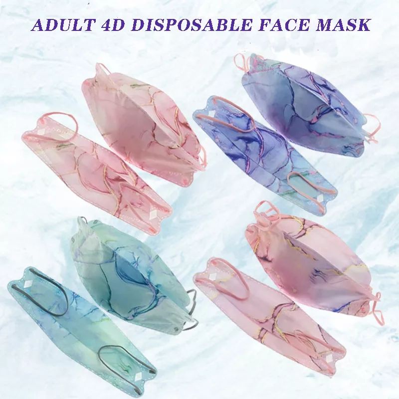 10PCS MASKER DEWASA MODEL KF94 MOTIF ABSTRAK CORAK GENANGAN AIR SEMBUR UNTUK PESTA 4PLY EARLOOP