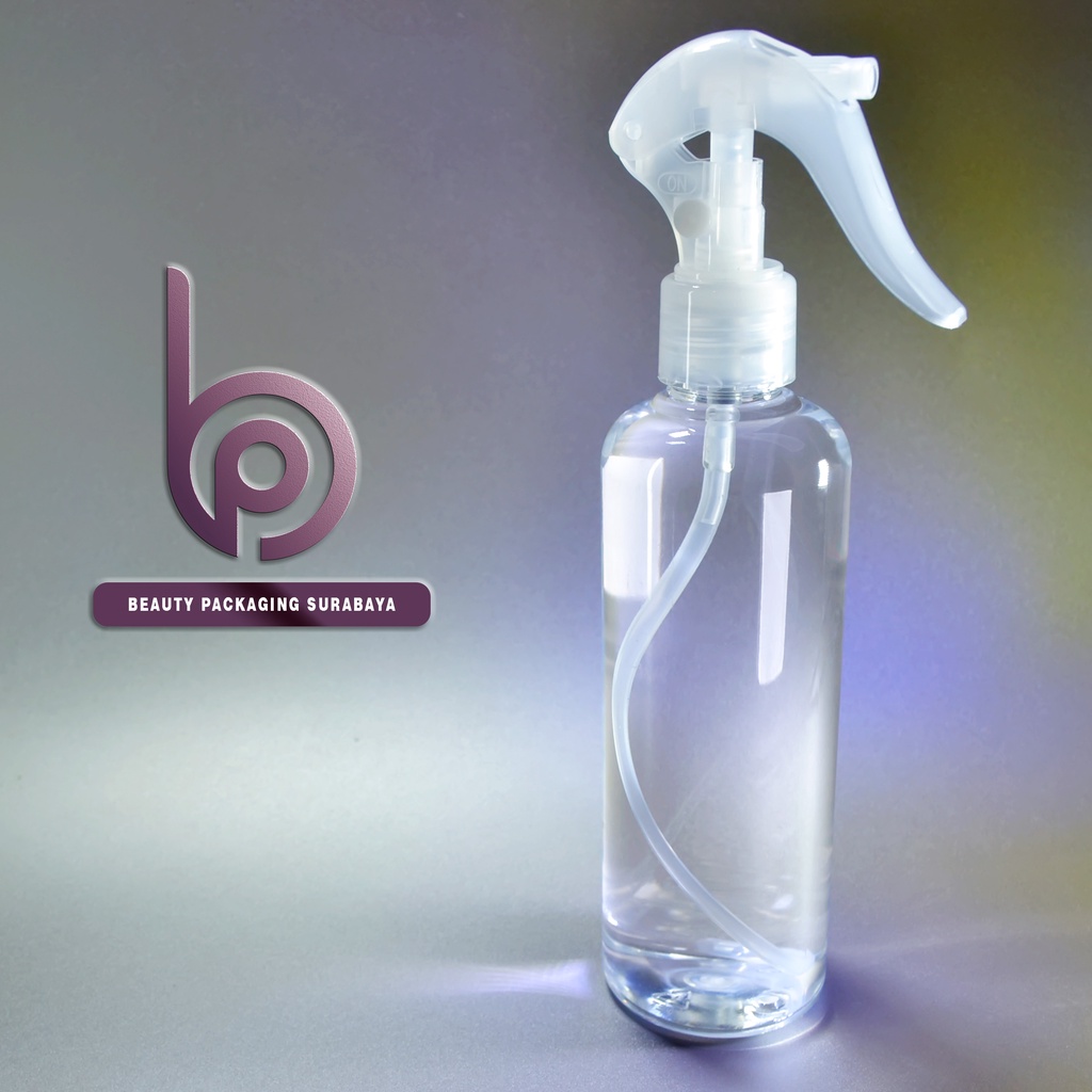 Botol Plastik PET 250ml BR Bening Tutup Spray Trigger Bebek Semprot