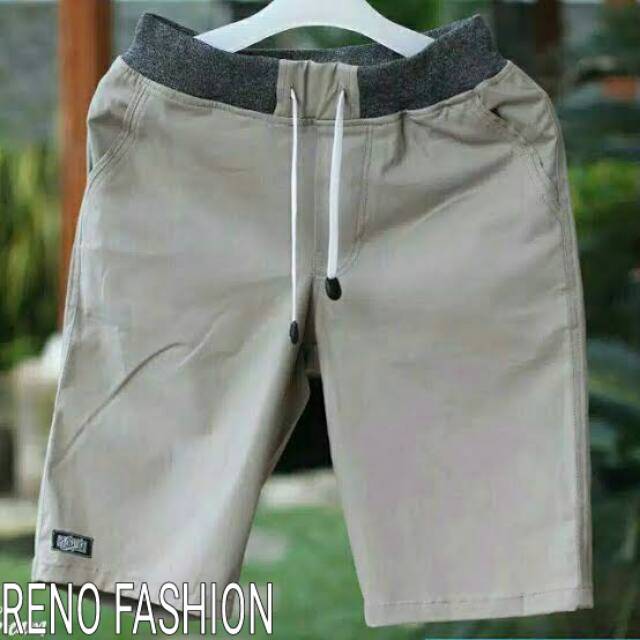 (BIG SIZE) Celana Chino Pendek Pria Mick pinggang karet Rip katun