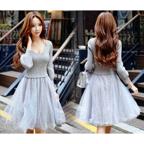 Setelan Dress Wanita ABG Mitha Knit