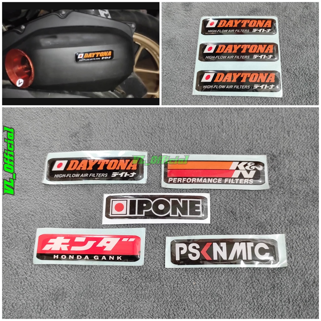 STICKER EMBLEM FILTER CVT PROSTREET IPONE RCB PSKNMTC K&amp;N  IPONE DAYTONA TIMBUL HARGA SATUAN BEAT MIO VARIO SEMUA MOTOR