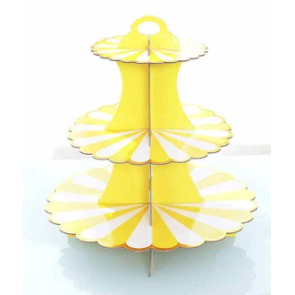 Cupcake stand 3 tiers/ paper stand kue 3 susun garis list gold WC840