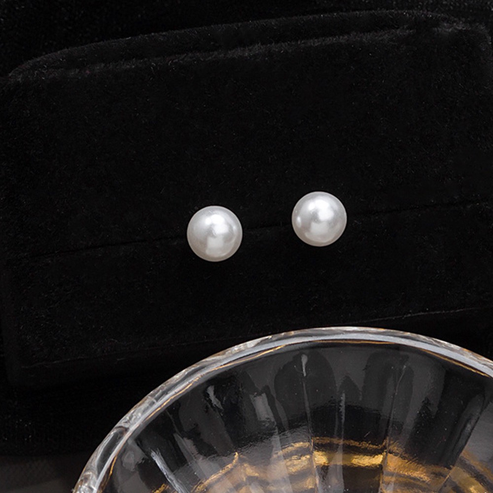 Anting Stud Mutiara Simulasi Warna Silver Untuk Wanita