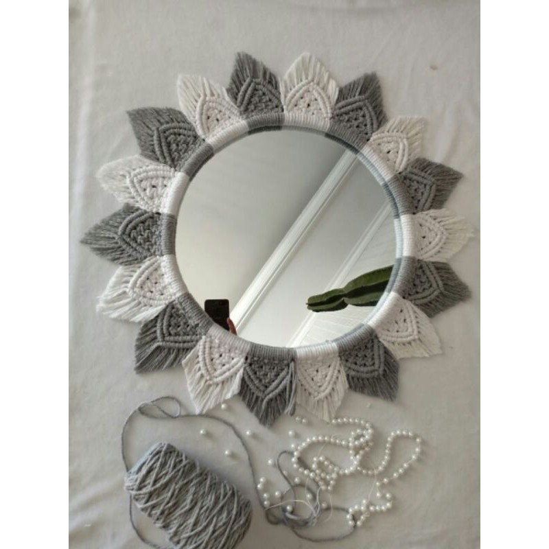 cermin macrame mirror macrame bulat D30cm unik murah