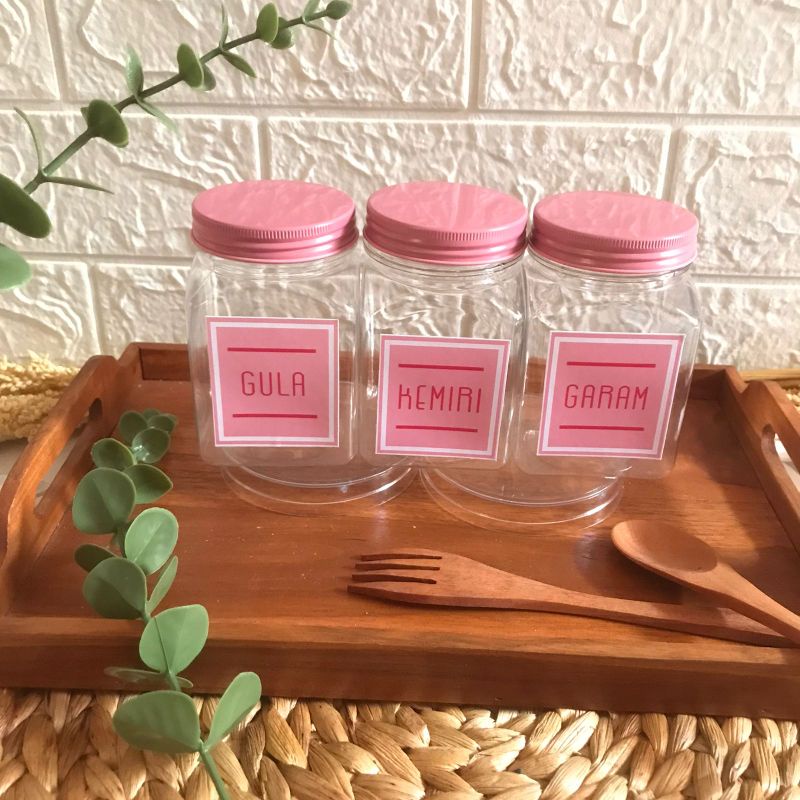 TOPLES BUMBU DAPUR WARNA PINK MODEL KOTAK 330 ml FREE LABEL STIKER
