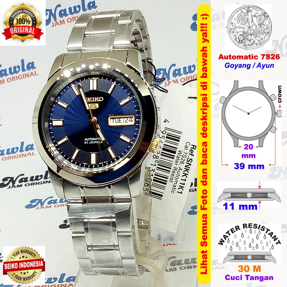 Seiko 5 SNKK11K1 Automatic Dark Blue - Jam Tangan Pria SNKK11