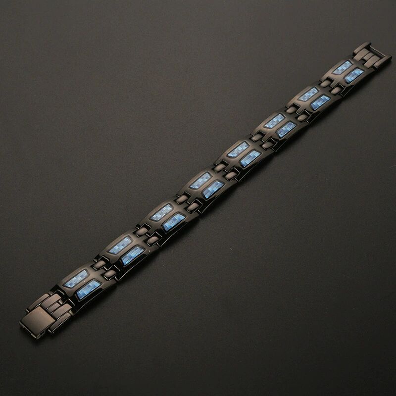 Gelang Magnet Bahan Carbon Fiber Titanium Steel Warna Biru Untuk Pria