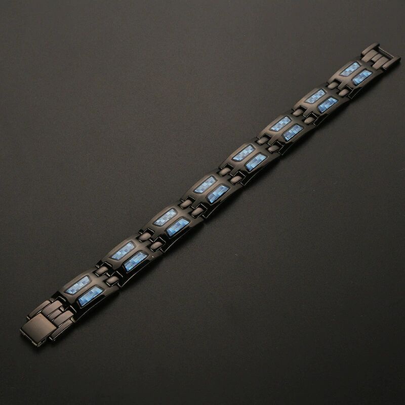 Gelang Magnet Bahan Carbon Fiber Titanium Steel Warna Biru Untuk Pria