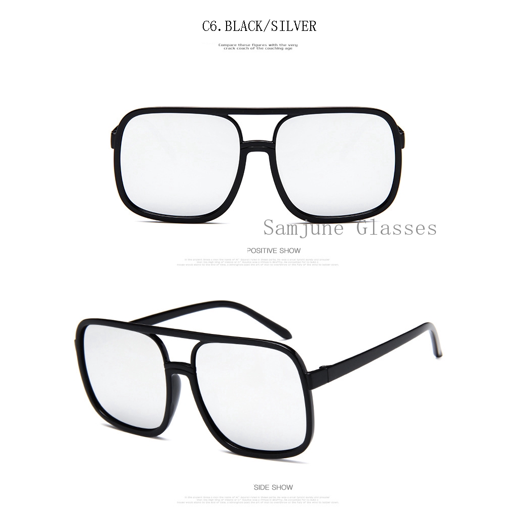 Kacamata Hitam Oversize Frame Kotak Gaya Vintage Retro Untuk Pria / Wanita