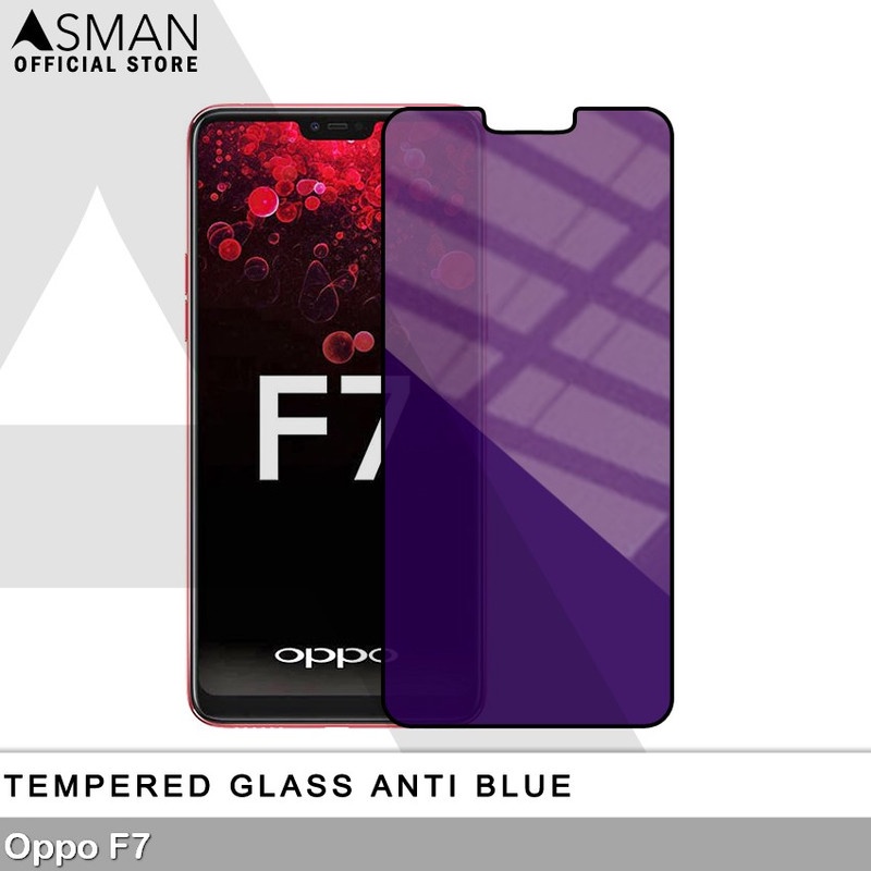 Tempered Glass Blue Light Full Lem OPPO F7 Anti Radiasi