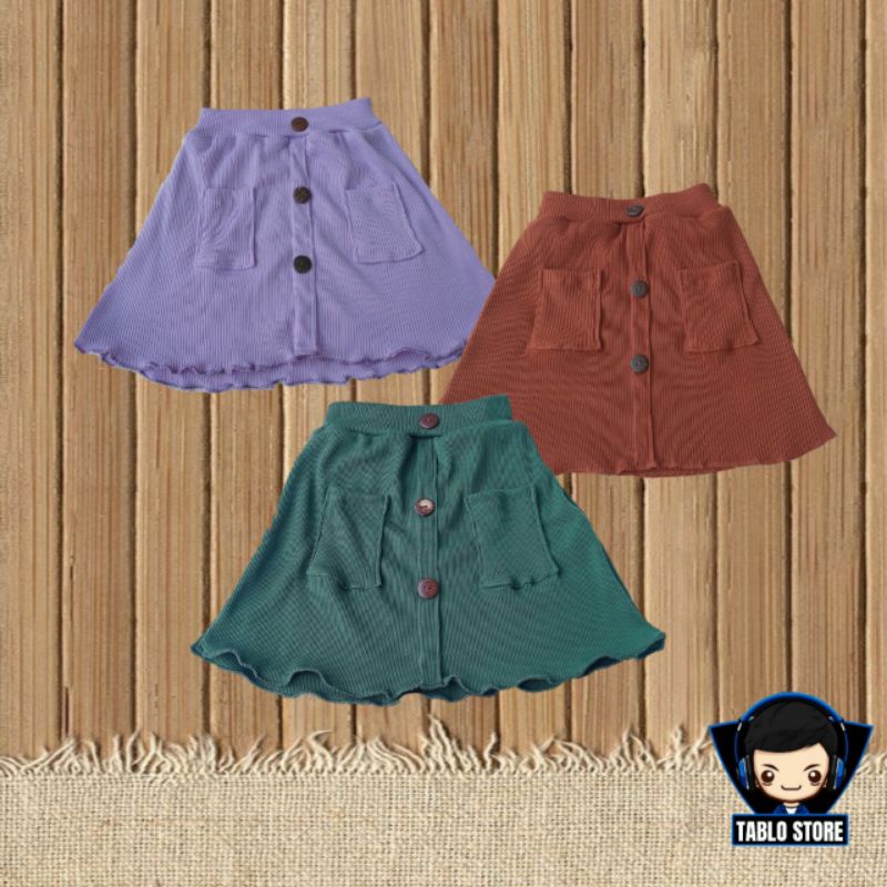 ROK MINI Raisa 1-4 Tahun ROK RIB ANAK Perempuan / Rok Knite Premium / Rok Kancing Batok