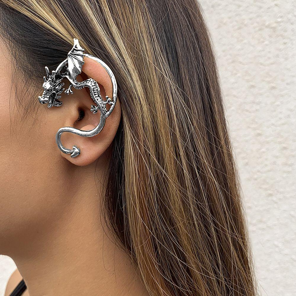 Lily Ear Clip Klip Tulang Telinga Gaya Gothpunk Tiga Dimensi Retro Pria Dan Wanita