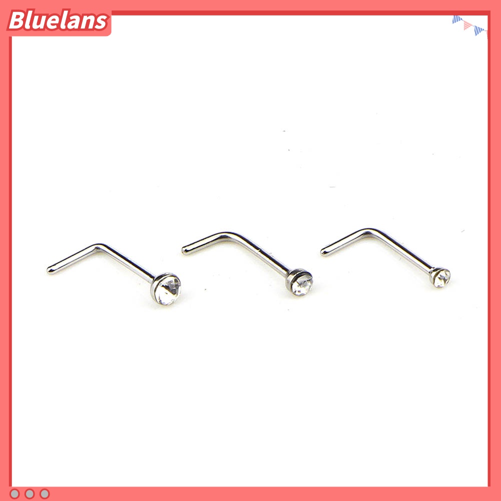 60pcs / Set Anting Tindik Hidung Bahan Stainless Steel Hias Cubic Zirconia Untuk Pria / Wanita