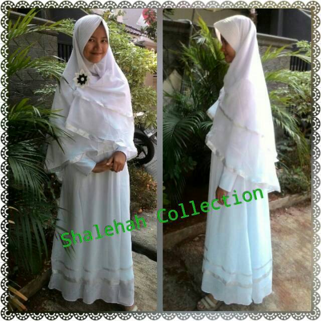 Gamis syari putih busui mewah